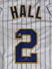 BILL HALL SIGNED CUSTOM REPLICA BREWERS PINSTRIPE JERSEY - BAS