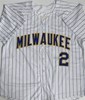 BILL HALL SIGNED CUSTOM REPLICA BREWERS PINSTRIPE JERSEY - BAS