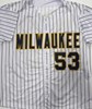 BRANDON WOODRUFF SIGNED CUSTOM REPLICA BREWERS  PINSTRIPE JERSEY - BAS