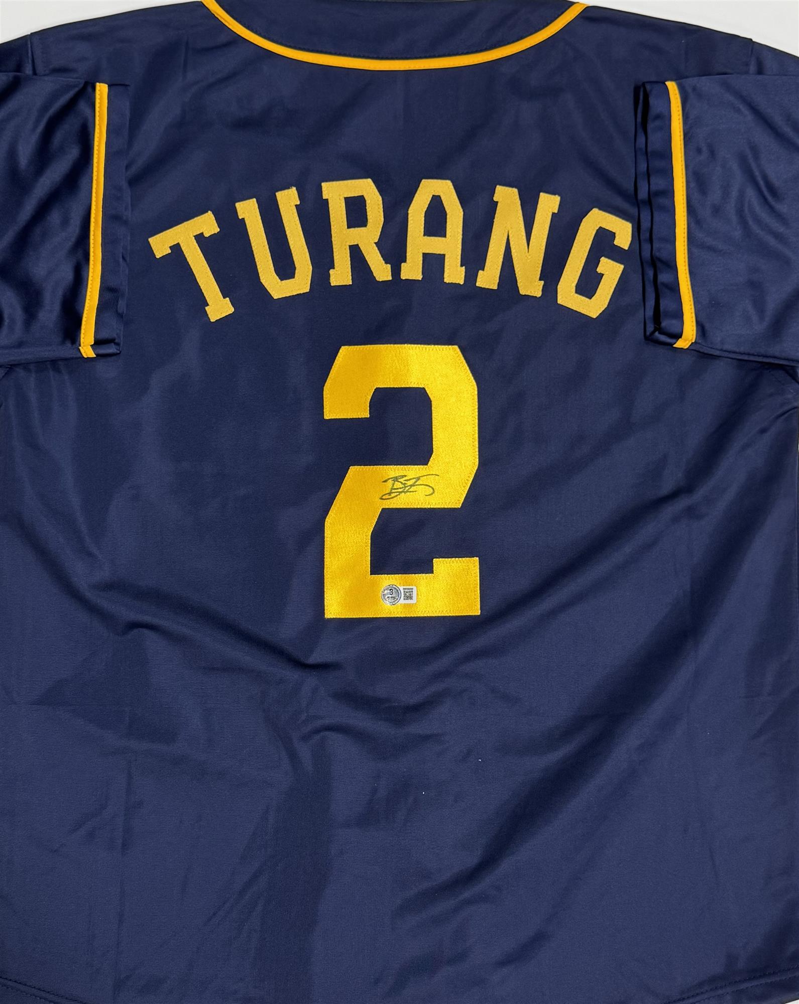 BRICE TURANG SIGNED CUSTOM REPLICA BREWERS BLUE JERSEY - BAS
