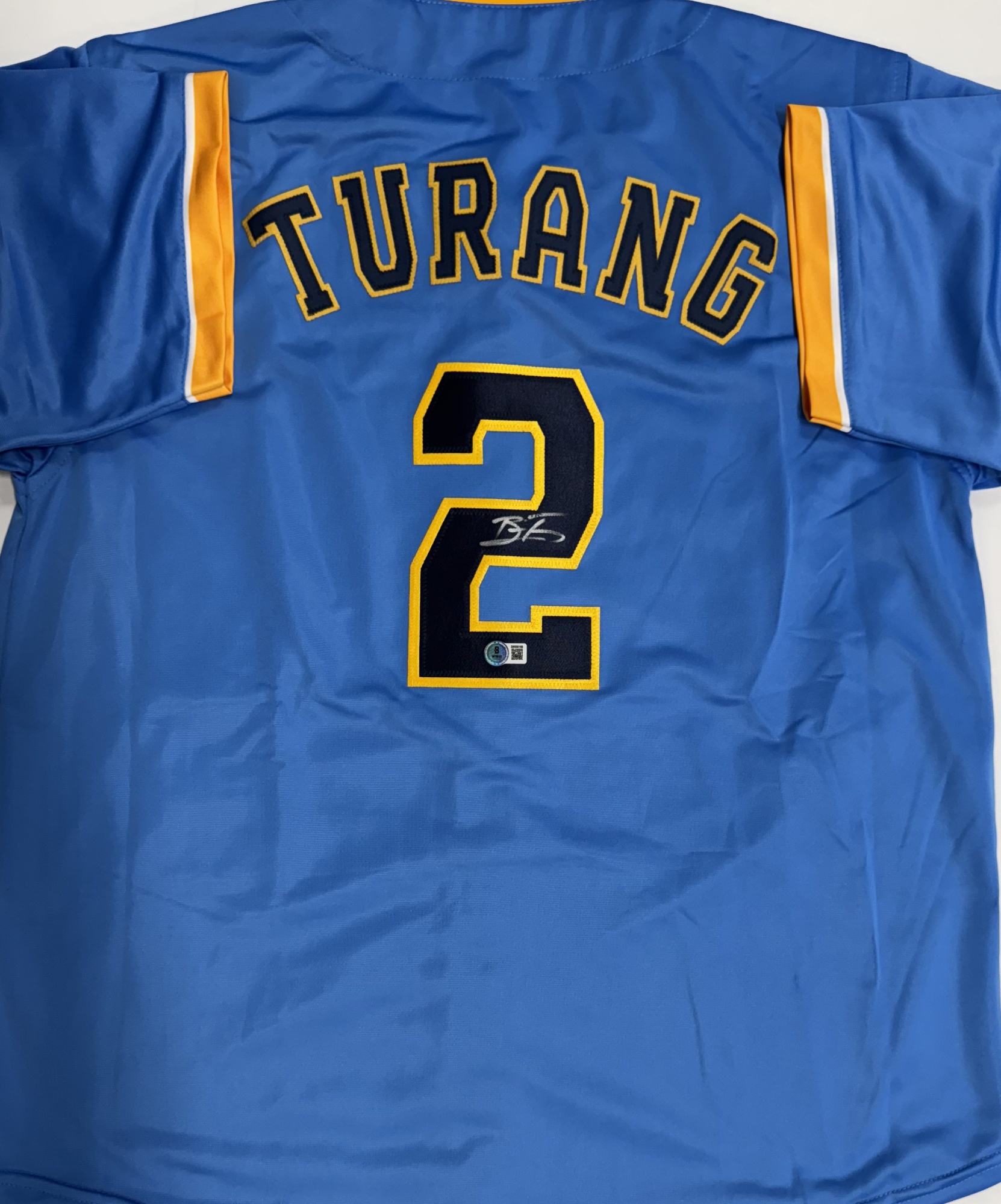 BRICE TURANG SIGNED CUSTOM REPLICA BREWERS MKE CITY EDITION #2 JERSEY  - BAS