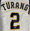 BRICE TURANG SIGNED CUSTOM REPLICA BREWERS CREAM #2 JERSEY  - BAS