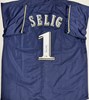 BUD SELIG SIGNED CUSTOM BREWERS NAVY JERSEY - BAS