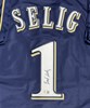 BUD SELIG SIGNED CUSTOM BREWERS NAVY JERSEY - BAS