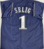 BUD SELIG SIGNED CUSTOM BREWERS NAVY JERSEY - BAS