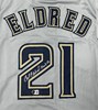 CAL ELDRED SIGNED CUSTOM REPLICA BREWERS GRAY JERSEY - BAS