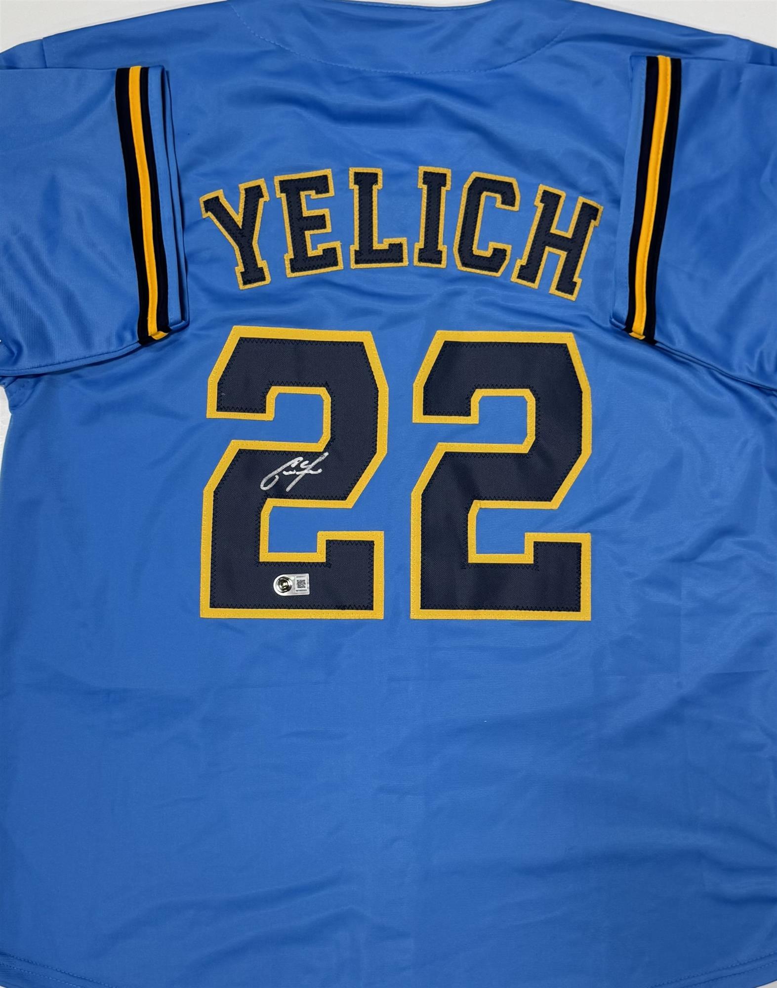 CHRISTIAN YELICH SIGNED CUSTOM REPLICA BREWERS ALTERNATE JERSEY - BAS