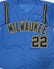 CHRISTIAN YELICH SIGNED CUSTOM REPLICA BREWERS ALTERNATE JERSEY - BAS
