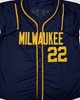 CHRISTIAN YELICH SIGNED CUSTOM REPLICA BREWERS NAVY JERSEY - BAS