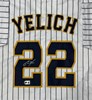 CHRISTIAN YELICH SIGNED CUSTOM REPLICA BREWERS PINSTRIPE JERSEY - BAS