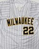 CHRISTIAN YELICH SIGNED CUSTOM REPLICA BREWERS PINSTRIPE JERSEY - BAS