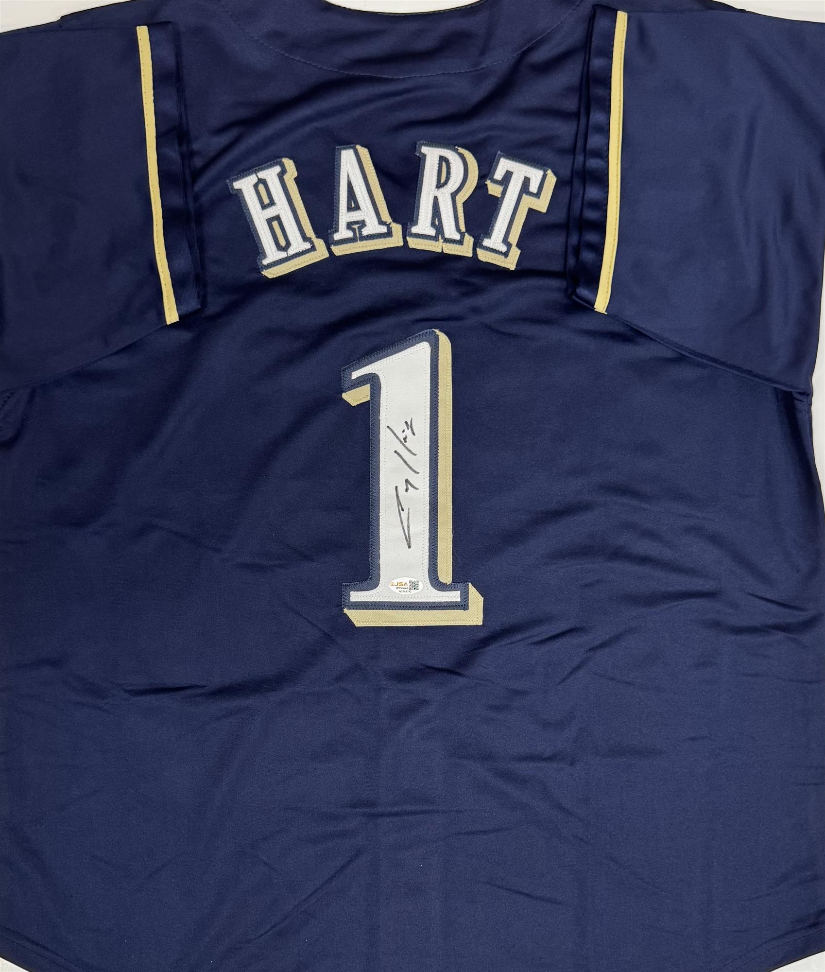 COREY HART SIGNED CUSTOM REPLICA BREWERS NAVY JERSEY - JSA