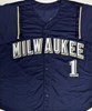 COREY HART SIGNED CUSTOM REPLICA BREWERS NAVY JERSEY - JSA