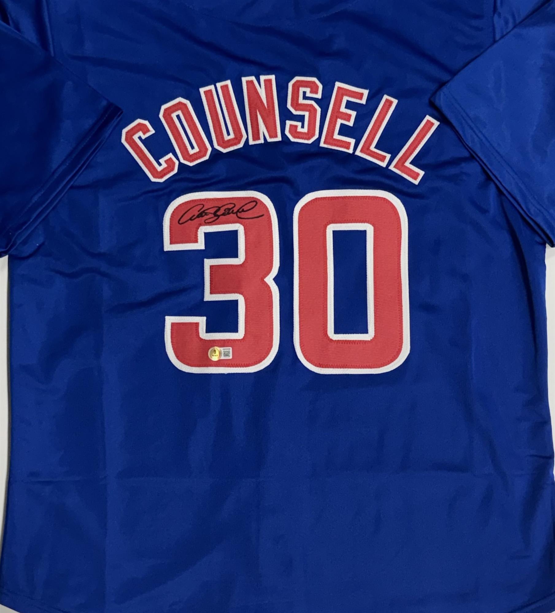 CRAIG COUNSELL SIGNED CUSTOM REPLICA BLUE CUBS JERSEY - CHICACO CUBS MLB - BAS