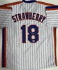 DARRYL STRAWBERRY SIGNED REPLICA PINSTRIPE JERSEY - NEW YORK METS MLB - BAS