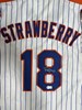 DARRYL STRAWBERRY SIGNED REPLICA PINSTRIPE JERSEY - NEW YORK METS MLB - BAS