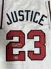 DAVID JUSTICE SIGNED REPLICA WHITE JERSEY -ATLANTA BRAVES MLB - BAS