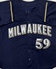 DERRICK TURNBOW SIGNED CUSTOM REPLICA BREWERS NAVY JERSEY - BAS