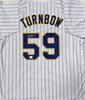 DERRICK TURNBOW SIGNED CUSTOM REPLICA PINSTRIPE BREWERS JERSEY - BAS