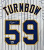 DERRICK TURNBOW SIGNED CUSTOM REPLICA PINSTRIPE BREWERS JERSEY - BAS