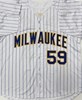 DERRICK TURNBOW SIGNED CUSTOM REPLICA PINSTRIPE BREWERS JERSEY - BAS