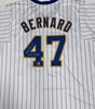 DWIGHT BERNARD SIGNED CUSTOM REPLICA BREWERS PINSTRIPE JERSEY - BAS