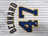 DWIGHT BERNARD SIGNED CUSTOM REPLICA BREWERS PINSTRIPE JERSEY - BAS