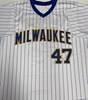 DWIGHT BERNARD SIGNED CUSTOM REPLICA BREWERS PINSTRIPE JERSEY - BAS
