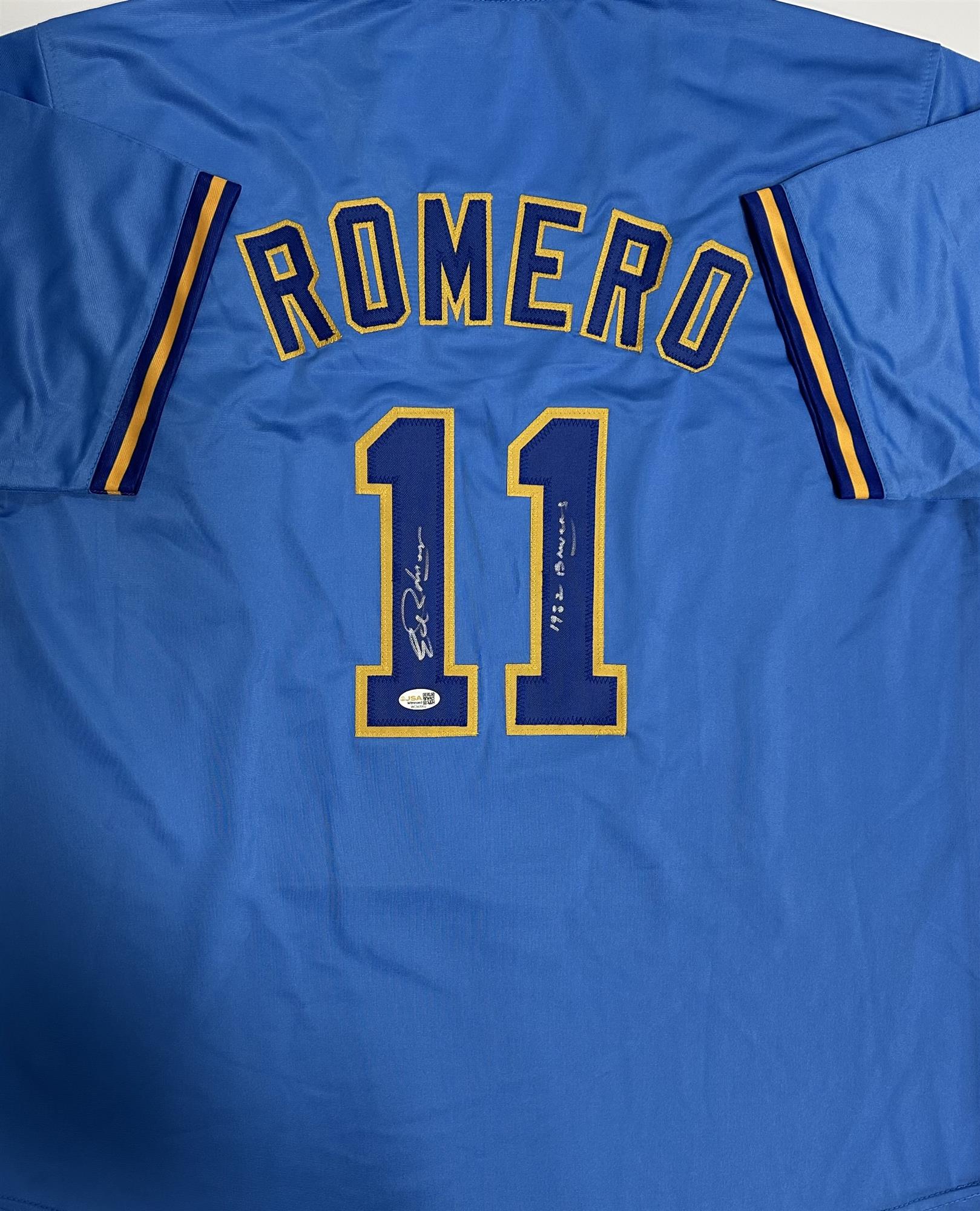ED ROMERO SIGNED BLUE REPLICA JERSEY - MILWAUKEE BREWERS MLB - JSA