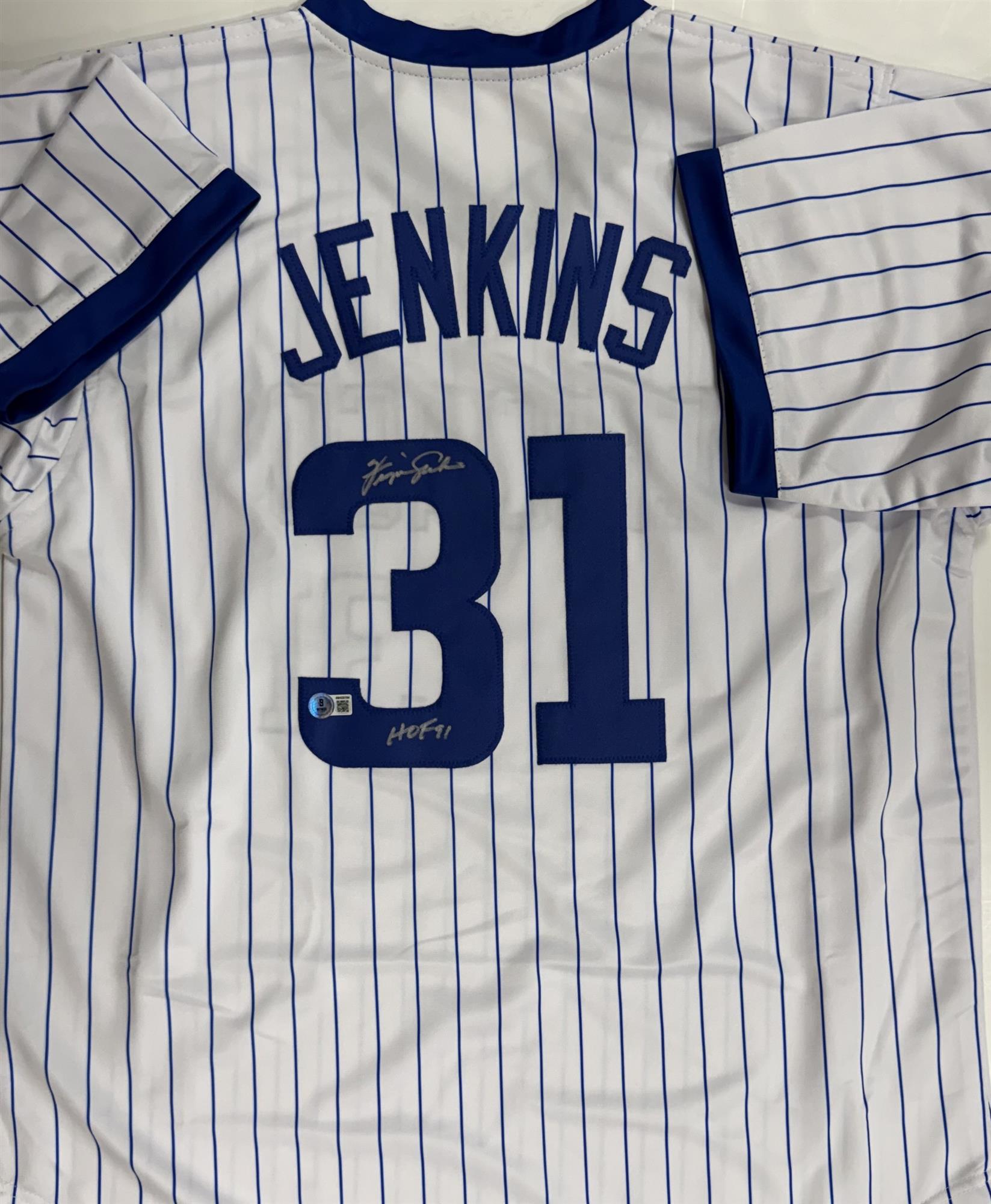 FERGIE JENKINS SIGNED CUSTOM CUBS PINSTRIPE JERSEY W/ "HOF '91" - CHICAGO CUBS MLB - BAS
