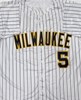 GARRETT MITCHELL SIGNED CUSTOM REPLICA BREWERS PINSTRIPE JERSEY - BAS