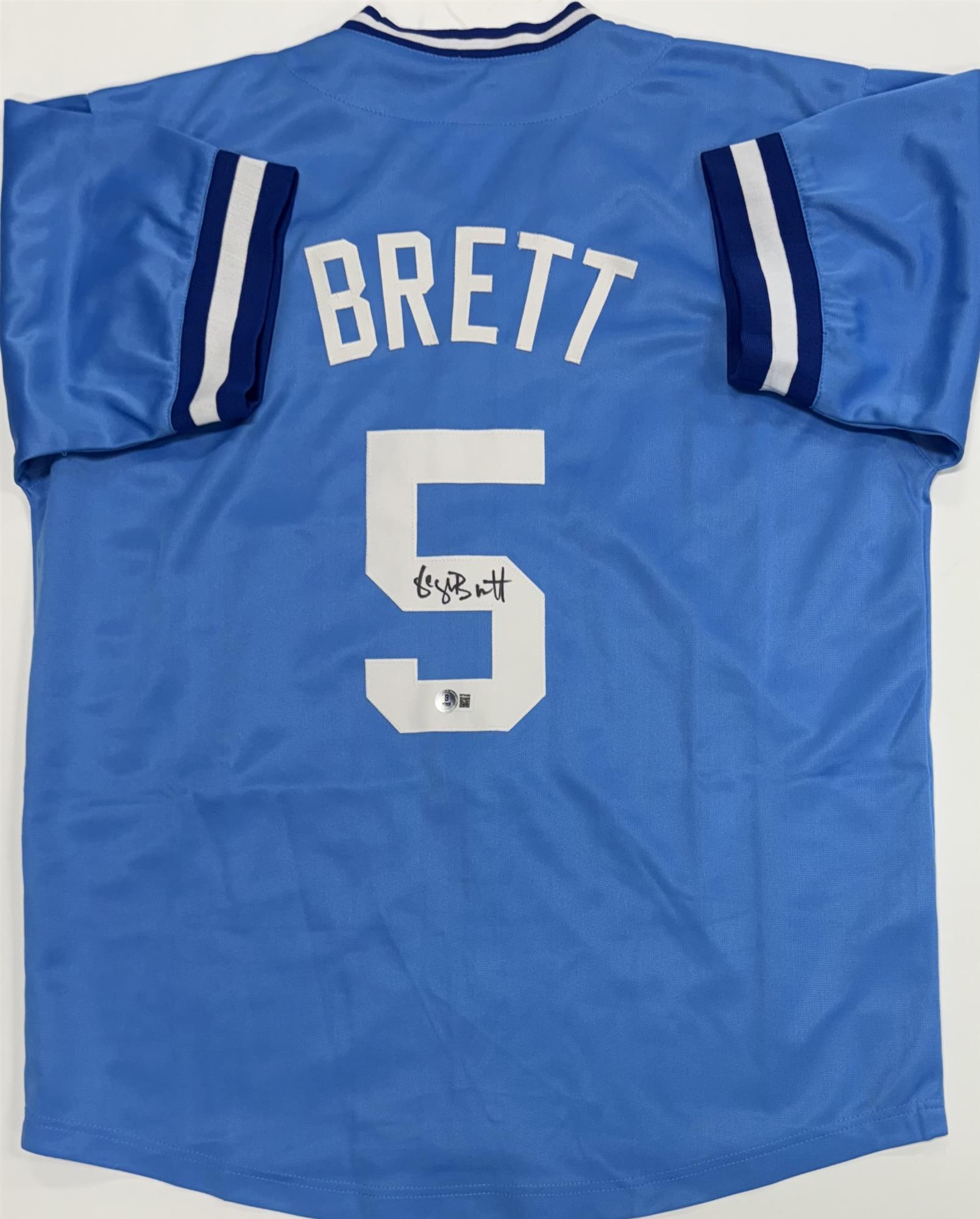 GEORGE BRETT SIGNED CUSTOM REPLICA ROYALS BLUE JERSEY - BAS