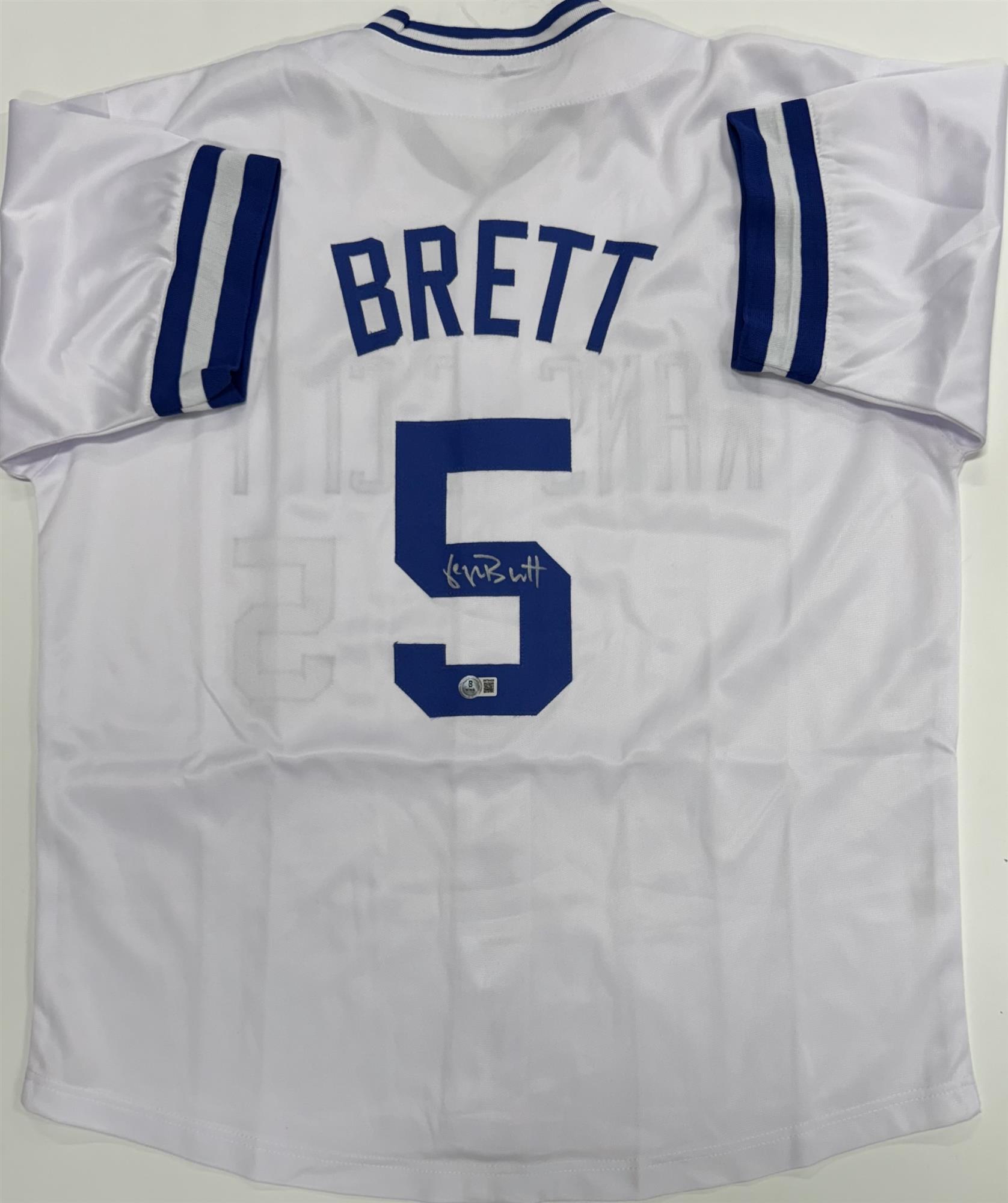 GEORGE BRETT SIGNED CUSTOM ROYALS WHITE JERSEY - BAS
