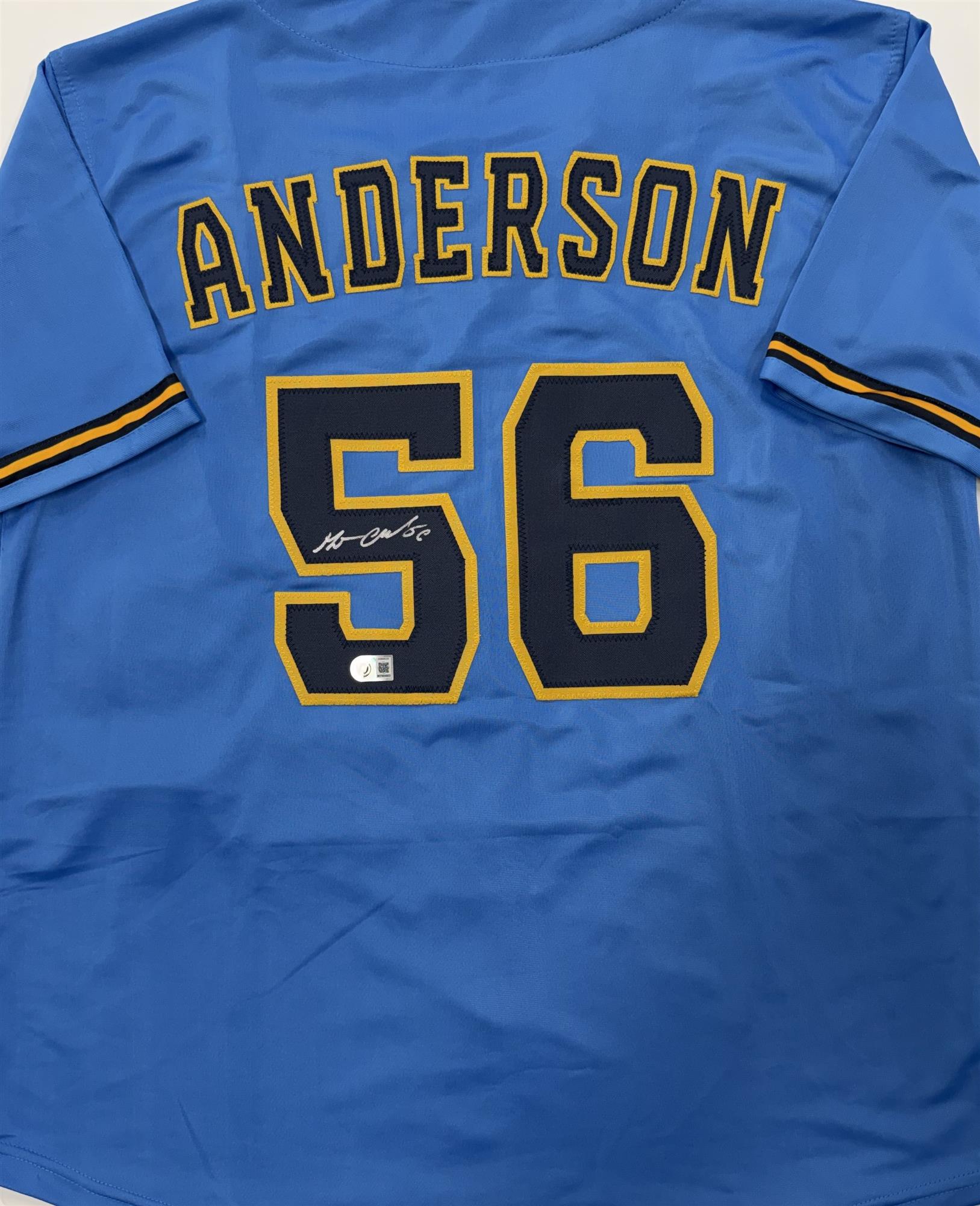 GRANT ANDERSON SIGNED CUSTOM REPLICA BREWERS ALT JERSEY - BAS