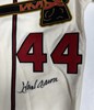 HENRY HANK AARON SIGNED 1957 MITCHELL & NESS MILWAUKEE BRAVES JERSEY