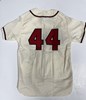 HENRY HANK AARON SIGNED 1957 MITCHELL & NESS MILWAUKEE BRAVES JERSEY