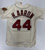 HENRY HANK AARON SIGNED 1963 MITCHELL & NESS MILWAUKEE BRAVES JERSEY W/ HOF