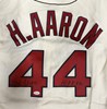 HENRY HANK AARON SIGNED 1963 MITCHELL & NESS MILWAUKEE BRAVES JERSEY W/ HOF