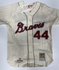 HENRY HANK AARON SIGNED 1963 MITCHELL & NESS MILWAUKEE BRAVES JERSEY W/ HOF
