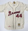 HENRY HANK AARON SIGNED 1963 MITCHELL & NESS MILWAUKEE BRAVES JERSEY W/ 755 HR - JSA