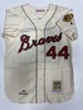 HENRY HANK AARON SIGNED 1963 MITCHELL & NESS MILWAUKEE BRAVES  JERSEY W/ HOF