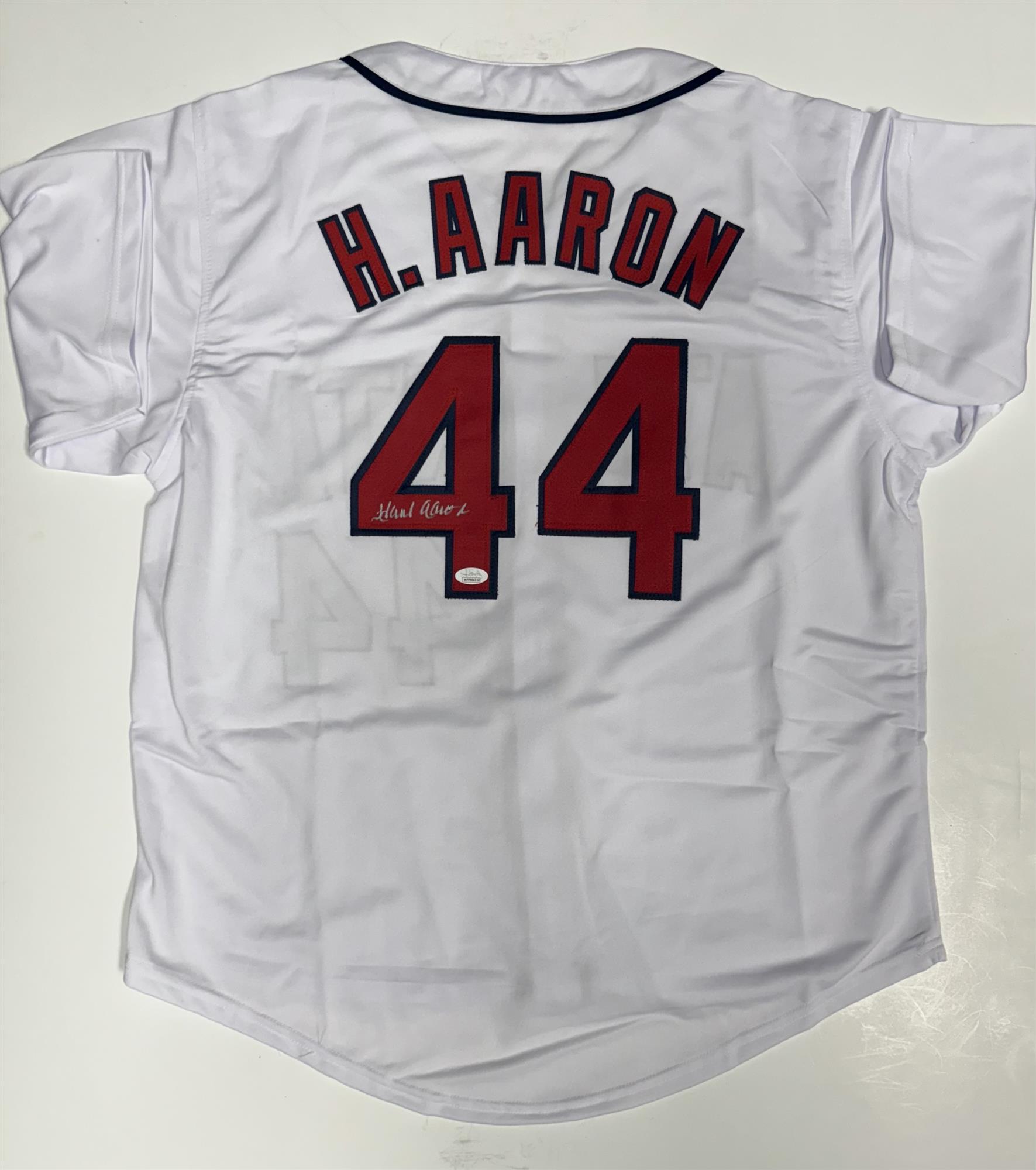 HANK AARON SIGNED CUSTOM ATLANTA BRAVES JERSEY - JSA