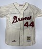 HENRY HANK AARON SIGNED 1963 MITCHELL & NESS MILWAUKEE BRAVES JERSEY