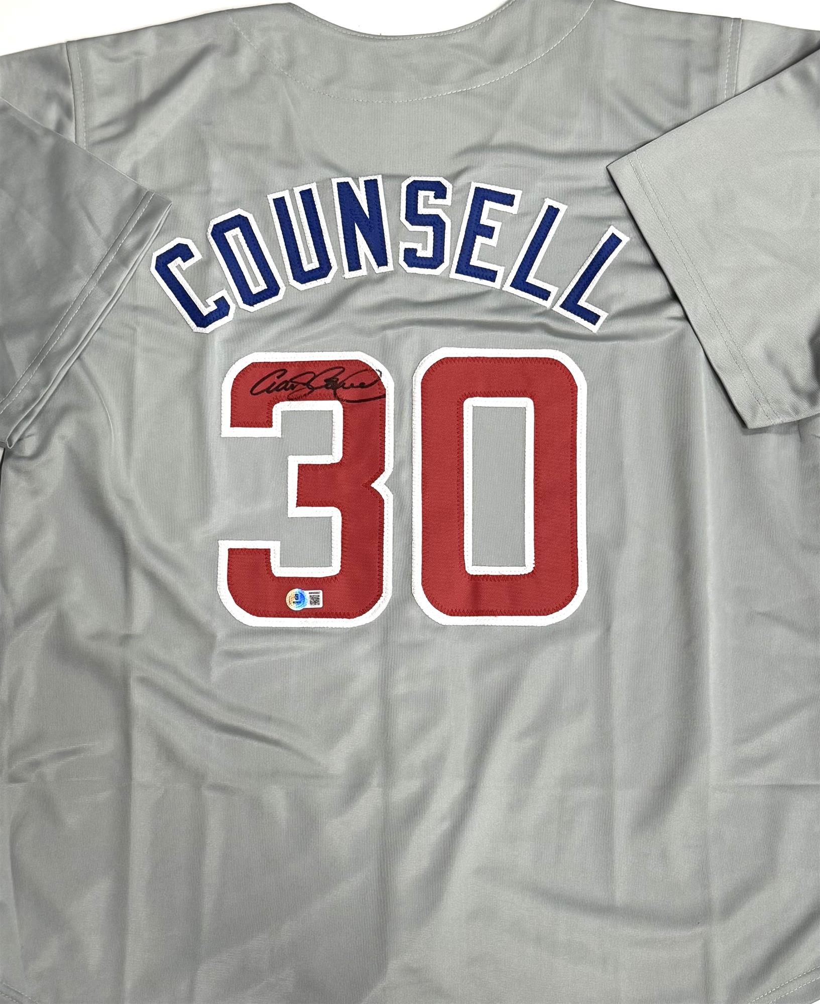 CRAIG COUNSELL SIGNED CUSTOM REPLICA GREY CUBS JERSEY - CHICACO CUBS MLB - BAS