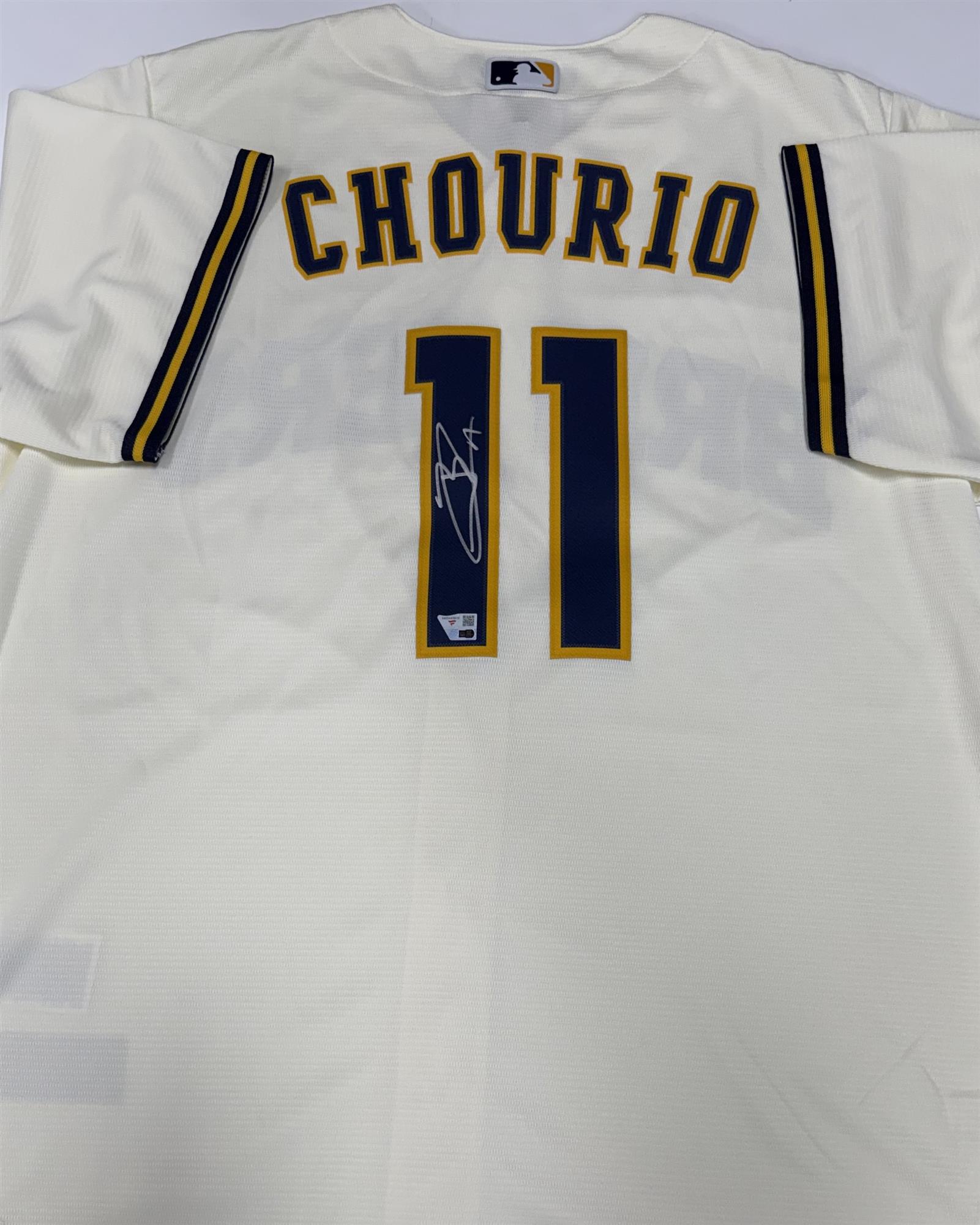 JACKSON CHOURIO SIGNED OFFICIAL NIKE CREAM BREWERS JERSEY - MLB
