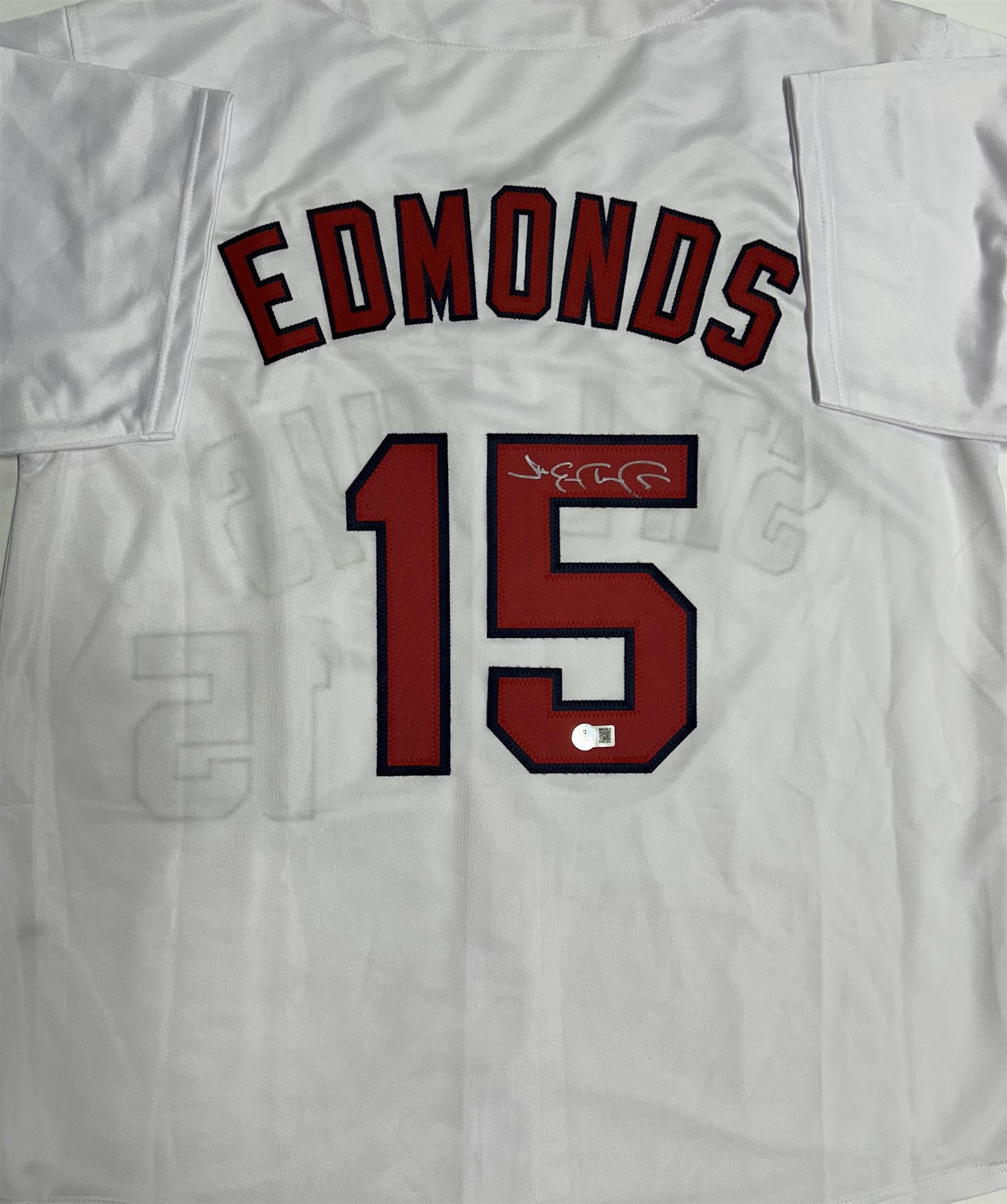 JIM EDMONDS SIGNED REPLICA WHITE JERSEY - ST. LOUIS CARDINALS MLB - BAS