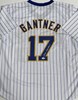 JIM GANTNER SIGNED CUSTOM BREWERS PINSTRIPE JERSEY - JSA
