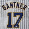 JIM GANTNER SIGNED CUSTOM BREWERS PINSTRIPE JERSEY - JSA