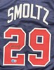 JOHN SMOLTZ SIGNED CUSTOM REPLICA BRAVES BLUE JERSEY - BAS