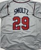 JOHN SMOLTZ SIGNED CUSTOM REPLICA BRAVES GREY JERSEY - BAS